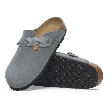 Birkenstock Boston Braided Suede Leather Narrow Women's - Browns